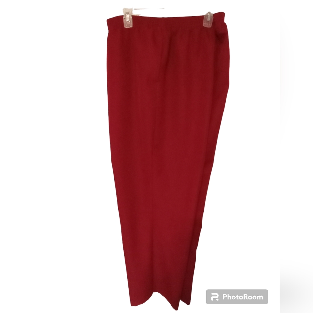 Bon Worth Elastic Waist Straight Burgundy Dress Women's Pants Size XL Petite